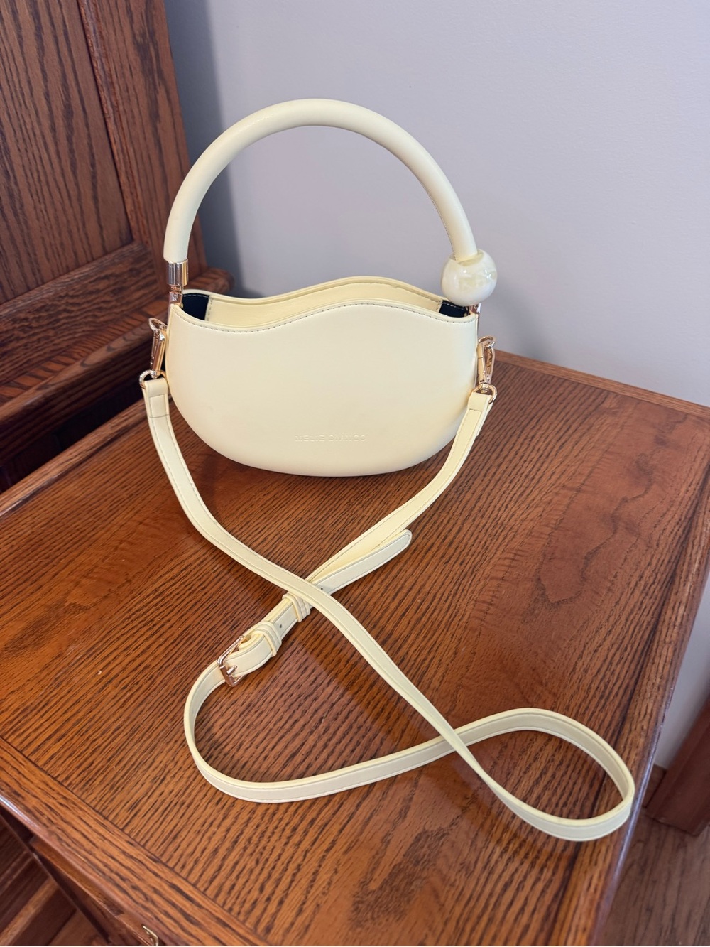 MELIE BIANCO JENNIE SMALL VEGAN SOFT YELLOW CROSSBODY BAG